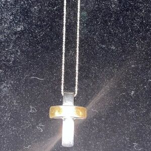Elegant Two-Tone Cross Pendant Necklace